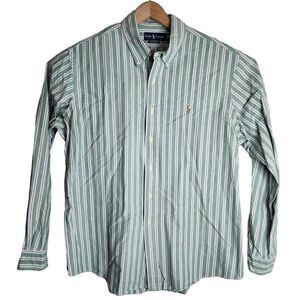 Ralph Lauren Button Up Shirt Men's XXL Long Sleeve‎ Striped Cotton Green White